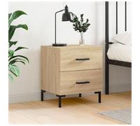 Bedside Cabinet Sonoma Oak 40x35x47.5cm Engineered Wood 2 Drawers Rustic Bedroom