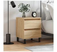 Bedside Cabinet Sonoma Oak 40x35x50cm Engineered Wood Single Drawer Steel Legs.