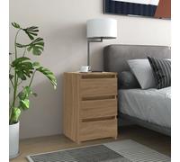 Bedside Cabinet Sonoma Oak 40x35x62.5cm Engineered Wood 3-Drawer Rustic Compact