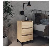 Bedside Cabinet Sonoma Oak 40x35x69 cm Engineered Wood 3 Drawers Rustic Compact