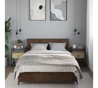 Bedside Cabinet Sonoma Oak 40x40x55 cm Engineered Wood Glass Top Steel 2pcsShelf