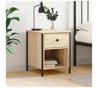 Bedside Cabinet Sonoma Oak 40x42x50cm Engineered Wood 1 Drawer RusticMetalLegs.