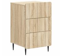 Bedside Cabinet Sonoma Oak 43x41x68cm Engineered Wood 3 Drawer Black Legs Modern