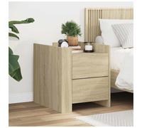 Bedside cabinet Sonoma Oak 45x50x50 cm Engineered wood 2-drawer compact stable