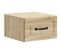 Bedside Cabinet Sonoma Oak Engineered Wood 34.5x33x20cm Wall-Mounted Drawer LED