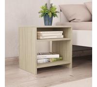 Bedside Cabinet Sonoma Oak Engineered Wood 40x30x40 cm White Open Shelf Minimal
