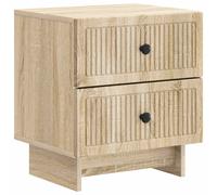 Bedside Cabinet Sonoma Oak Engineered Wood 43x34.5x47.5cm 2-Drawer Vintage Shelf