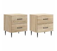 Bedside Cabinet Sonoma Oak Engineered Wood 43x34.5x47.5cm 4 Drawers Metal Retro