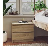 Bedside Cabinet Sonoma Oak Engineered Wood 50x39x43.5cm 2-Drawer Set of 2pc Twin