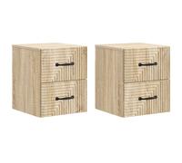 Bedside cabinet Sonoma oak engineered wood wall-mounted 34.5x33x40cm set of 2pcs
