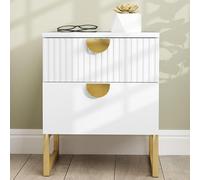 Homcom Bedside Table With 2 Drawers, Modern Side Table, White