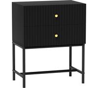 Homcom Modern Bedside Table With 2 Drawers For Bedroom, Black