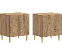 Bedside Cabinet Tables x 2 Bedroom Nightstand Storage Units Sonoma Oak Leaf