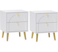 White Bedside Cabinets Pair Set of 2 Nightstands Bedroom Storage with Drawers