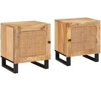vidaXL Bedside Cabinet 2 pcs Natural 40 x 33 x 46 cm