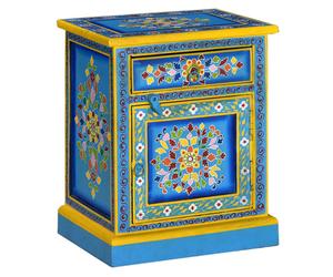 Bedside Cabinet Turquoise 40x30x50cm Solid Mango Wood Hand-Painted Vintage Style