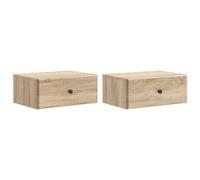 Bedside Cabinet Wall Mount 2-Drawer Sonoma Oak 49x34.5x20cm 2pcs Engineered Wood