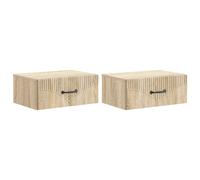 Bedside Cabinet Wall-Mounted 2Drawer Sonoma Oak Engineered Wood 49x34.5x20cm 2pc