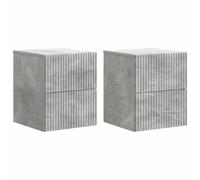 Bedside Cabinet Wall-Mounted 2pcs Concrete Grey Engineered Wood 33x34.5x40cm 4dr