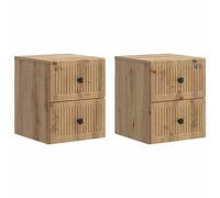 Bedside Cabinet Wall-Mounted 33x34.5x40 cm Brown Engineered Wood Set of 2