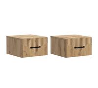 Bedside Cabinet Wall-Mounted 34.5 x 33 x 20 cm Brown Engineered Wood Set of 2