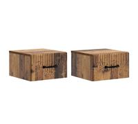 Bedside Cabinet Wall Mounted Ample Storage 34.5 x 33 x 20 cm Old Wood Set of 2