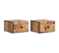 Bedside Cabinet Wall Mounted Ample Storage 34.5 x 33 x 20 cm Old Wood Set of 2