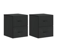 Bedside Cabinet Wall-Mounted Black 34.5x33x40cm Engineered Wood 4 Drawers (2pc)