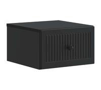 Bedside Cabinet Wall-Mounted Black Engineered Wood 33x34.5x20cm 2 Drawers Retro