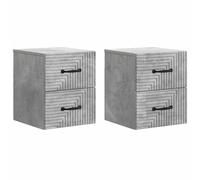 Bedside Cabinet Wall-Mounted Concrete Grey Engineered Wood 34.5x33x40cm 2pcs set