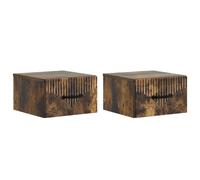 Bedside Cabinet Wall-Mounted Engineered Wood Smoked Oak 34.5x33x20cm 2-Drawer2pc