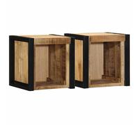Bedside Cabinet Wall-Mounted Floating Solid Mango Wood Natural 40x35x40 cm 2pcs