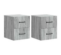 Bedside cabinet Wall-Mounted Grey Sonoma 34.5x33x40cm 4-drawer Engineered Wood.