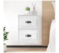 Bedside Cabinet Wall-Mounted High Gloss White Engineered Wood 41.5x36x53cm Slim