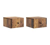 Bedside Cabinet Wall-Mounted Old Wood 2-Drawer Engineered Wood 33x34.5x20cm 2pc