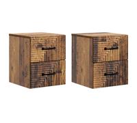 Bedside Cabinet Wall-Mounted Old Wood Engineered Wood 34.5x33x40cm 4-drawer 2pcs