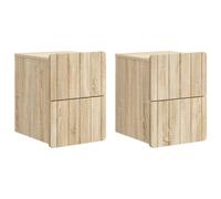 Bedside Cabinet Wall-Mounted Sonoma Oak Eng. Wood 33x34.5x43cm 4-Drawer 2pcs/set