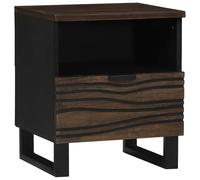 Bedside Cabinet Walnut Solid Mango Wood 40x33x46cm 1 Drawer 1 Shelf Durable Grip