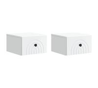 Bedside Cabinet White 33x34.5x20cm Engineered Wood Wall-Mounted 2-Drawer Set 2pc