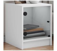 Bedside Cabinet White 35x37x42 cm Engineered Wood with Glass Door Modern Sleek.