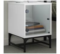 Bedside cabinet White 35x37x50cm Engineered Wood Glass Door Modern CompactSturdy