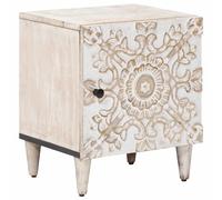 Bedside Cabinet White 40 x 33.5 x 46 cm Solid Mango Wood
