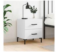 Bedside Cabinet White 40x35x47.5cm Engineered Wood 2 Drawer Rustic Nightstand UK