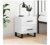 Bedside Cabinet White 40x35x47.5cm Engineered Wood Black Legs Drawer Rustic Mini