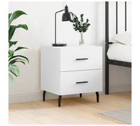 Bedside Cabinet White 40x35x47.5cm Engineered Wood Mid-Century Tapered Legs Slim