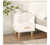 Bedside Cabinet White 40x35x47 cm Engineered Wood Compact 1 Drawer Open Shelf