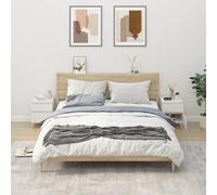 Bedside cabinet White 40x35x50 cm Engineered & Eucalyptus Wood Modern Nightstand