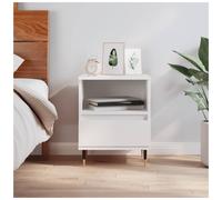 Bedside cabinet White 40x35x50 cm Engineered wood compact 1 drawer 1 cube shelf