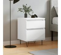 Bedside cabinet White 40x35x50 cm Engineered Wood Metal Legs Drawer Door Modern