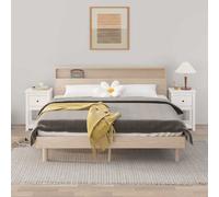 Bedside cabinet White 40x35x61.5cm Solid Pinewood Rustic Storage Nightstand Mini
